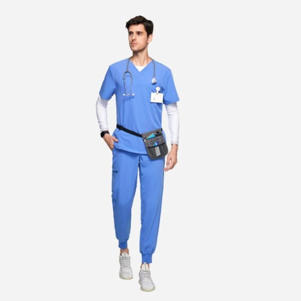 Ceil Blue Scrubs: Why Is This Color So Popular in Healthcare?插图3 Mens Ceil Blue Scrub Set